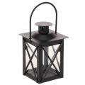 Floristik21 Laterne Schwarz aus Metall und Glas mit Henkel für Teelicht, 16 cm