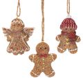 Floristik21 Deko-Anhänger 3er-Set Künstliche Lebkuchenfiguren Polyresin Braun/Rot/Weiß H7cm