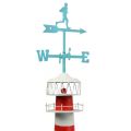 Floristik21 Leuchtturm Rot Weiß mit Wetterfahne 90cm