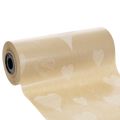 Floristik21 Manschettenpapier 25cm 100m Natur Herzen – Nassfestes Floristenpapier