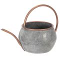 Floristik21 Metall Dekokanne Vintage Landhausstil, Gartendeko Gießkanne zum Bepflanzen, Silber Kupfer L41cm Ø26cm H30cm