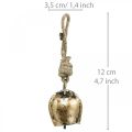 Floristik21 Metallglocken zum Hängen, Landhausdeko, Kuhschellen Golden, Antik-Look 5×3,5cm 12St