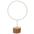 Floristik21 Deko-Ring aus Metall auf Holzsockel, 43 cm, graugrün