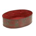 Floristik21 Metallschale oval Rot mit Sternmuster 24,5cm x 17,5cm H7cm