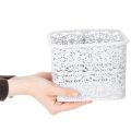 Metallschalen Spitzenmuster, Dekogefäß Eckig, Shabby Chic, Weiß 27/23/19cm H13,5cm 3er-Set | Floristik21.de