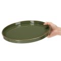 Deko-Tablett Metall Grün Goldrand Ø 30 cm | Floristik21.de