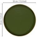 Deko-Tablett Metall Grün Goldrand Ø 30 cm | Floristik21.de