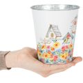 Metalltopf mit Motiv, Pflanzgefäß mit Vogelhäusern, Blecheimer H13cm Ø11,5cm | Floristik21.de