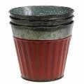 Floristik21 Pflanztopf Rot, Silber Zink Ø17,5cm H15cm 3er-Set