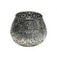 Floristik21 Metallwindlicht Silber orientalisch Ø10cm H7,5cm 1St