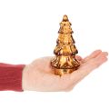 Glas Weihnachtsbaum LED Dekoration 13 cm Braun/Gold 2-teilig für Innenbereich | Floristik21.de