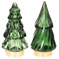 Floristik21 Glas-Tannenbaum mit LED, 13 cm, grün, 2er-Set, Innenbereich