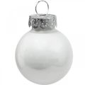 Mini Weihnachtskugeln Glas Weiß Glanz/Matt Ø2,5cm 24St