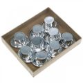 Floristik21 Mini-Zylinder, Streudeko Silvester, Tischdeko für Neujahr Silbern H2,5cm L5cm 9St