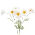 Floristik21 Kunstblume Mohn Weiß 78cm 3er-Bund Innenbereich