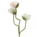 Floristik21 Künstliche Mohnblume, Seidenblume Weiß-Rosa L55/60/70cm 3er-Set