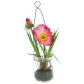 Floristik21 Mohnblume im Glas zum Hängen Pink H22cm