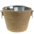 Floristik21 Zinktopf mit Jute-Übertopf Ø13cm H12cm