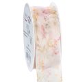 Floristik21 Organzaband Chiffonband Blumen Orange Rosa 40mm 15m