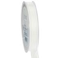 Floristik21 Organzaband mit Streifen Geschenkband Weiß 15mm 20m