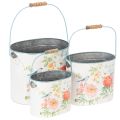 Floristik21 Pflanzeimer oval Vintage Frühlingsdeko Pflanzkübel Metall 26/22/17cm 3er-Set