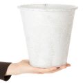 Pflanzgefäß, Übertopf mit Ornamenten, Metalldeko Weiß, Grau Ø20,5cm H19,5cm | Floristik21.de