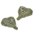 Floristik21 Deko Herz aus Naturgras mit Folie-Einsatz 14cm, Grün, 2er-Set, Trauerfloristik