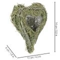 Deko Herz aus Naturgras mit Folie-Einsatz 14cm, Grün, 2er-Set, Trauerfloristik | Floristik21.de