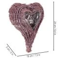Pflanzherz aus Rebenmaterial mit Folie, 24 cm, Lila, für Außenbereich | Floristik21.de