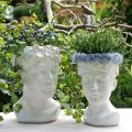 Floristik21 Pflanzkopf Büste Frau Weiß Keramik Vase Blumentopf H22,5cm