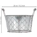 Pflanzkorb mit Einsatz, Drahtkörbchen, Pflanzgefäß Frühling Silbern, Weiß gewaschen, Shabby Chic Ø22cm H17,5cm | Floristik21.de
