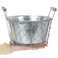 Pflanzkorb mit Einsatz, Drahtkörbchen, Pflanzgefäß Frühling Silbern, Weiß gewaschen, Shabby Chic Ø22cm H17,5cm | Floristik21.de