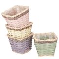 Floristik21 Pflanzkorb quadratisch Holz mit Folie 14x12cm bunt 4er-Set