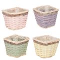 Pflanzkorb quadratisch Holz mit Folie 14x12cm bunt 4er-Set | Floristik21.de