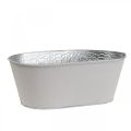 Floristik21 Pflanzschale Metall Blumenschale Oval Creme 25x14,5x10cm