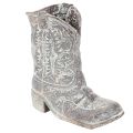 Floristik21 Deko Cowboy-Stiefel Pflanzschuh Polyresin 24cm Grau