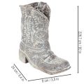Deko Cowboy-Stiefel Pflanzschuh Polyresin 24cm Grau | Floristik21.de