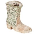 Floristik21 Blumentopf Polyresin Cowboystiefel 24 cm Blumenmuster Braun/Weiß/Grün