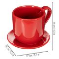 Keramik Pflanzgefäß Tasse mit Unterteller Rot 17cm | Floristik21.de