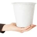 Pflanztopf mit Ornamenten, Übertopf, Metallgefäß Weiß Ø15,5cm H14,5cm | Floristik21.de