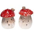 Floristik21 Pilzhaus Deko-Lichthäuschen Keramik 10 cm Rot-Weiß 2er-Set Innenbereich