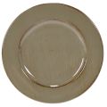 Floristik21 Kunststoff Dekoteller rund 17 cm dunkelgrün-braun 6 Stück
