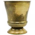 Vintage Übertopf Metall Pokalvase Messing für stilvolle Blumenpräsentation Ø17cm H19cm | Floristik21.de
