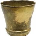 Vintage Übertopf Metall Pokalvase Messing für stilvolle Blumenpräsentation Ø17cm H19cm | Floristik21.de
