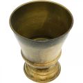 Antik-Stil Metall Übertopf Pokalvase Messing-Optik, Vielseitig & Robust Ø14cm H17cm | Floristik21.de