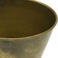 Vintage Übertopf Metall Messing Antik-Optik für Dekoration und Pflanzen Ø11,5cm H13,5cm | Floristik21.de