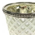 Floristik21 Teelichtglas Pokal Bauernsilber H9cm