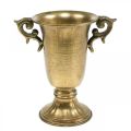 Floristik21 Deko-Pokal mit Henkeln Golden Ø11cm H17,8cm Antik-Optik