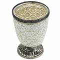 Floristik21 Teelichtglas Pokal Bauernsilber floral Ø9cm H13,5cm