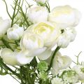 Floristik21 Ranunkel-Strauß, Kunstblumen, Seidenblumen Weiß L37cm